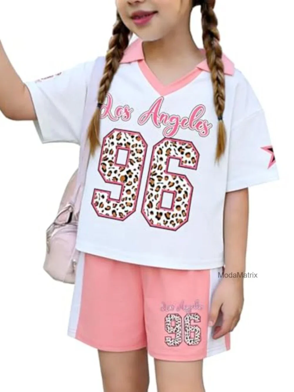 Girls 2 Piece Summer Outfit T-Shirt & Elastic Shorts Set